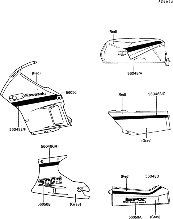 ZX500 Decals(red / bronze-guns)(zx500-b2 / b3)