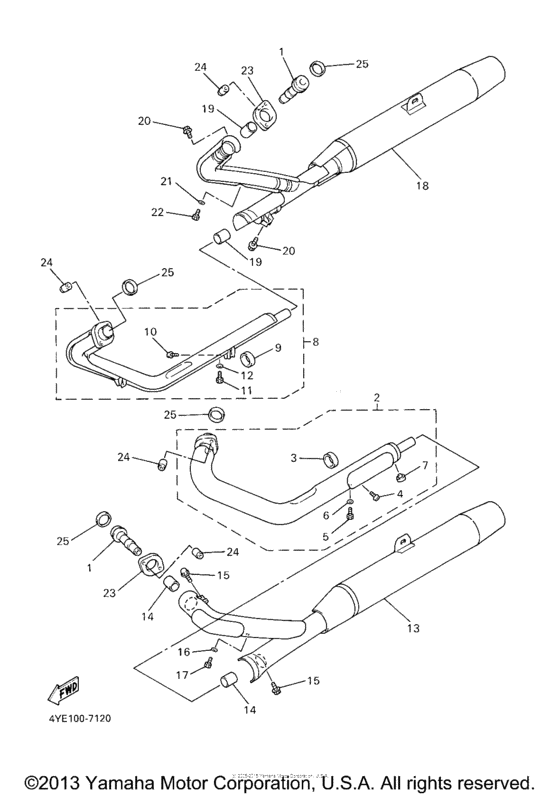 XVZ1300LTM Выхлопная система