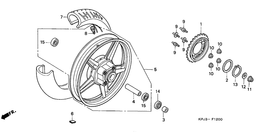 Rear wheel complete assy