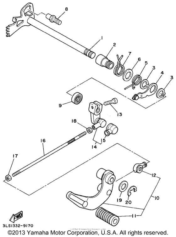 XV250 Вал переключения