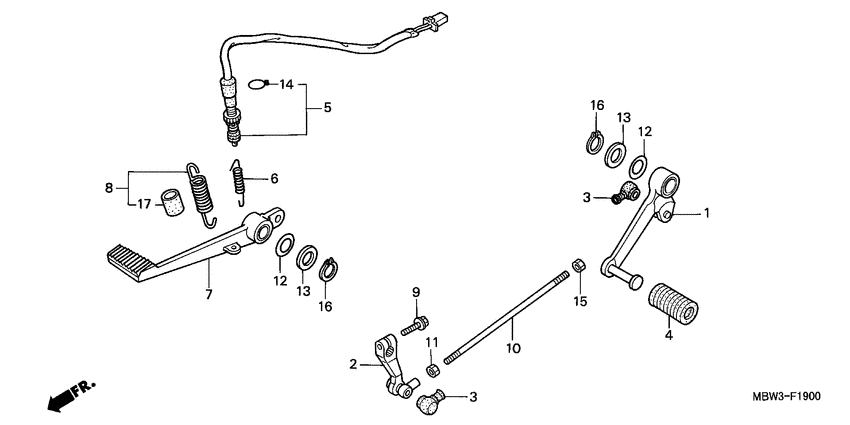 Brake pedal/change pedal