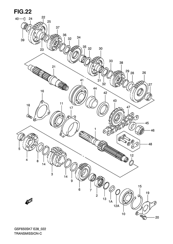 GSF650S Трансмиссия