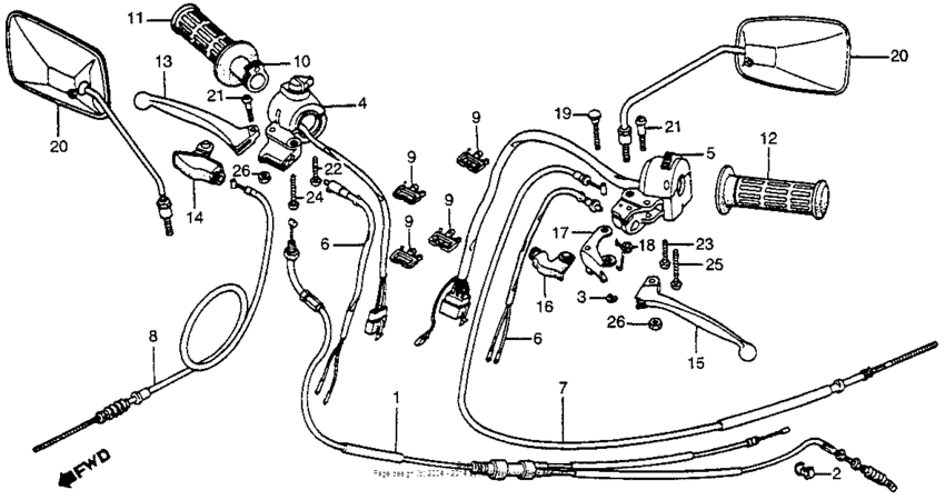 Control levers + cables + switches