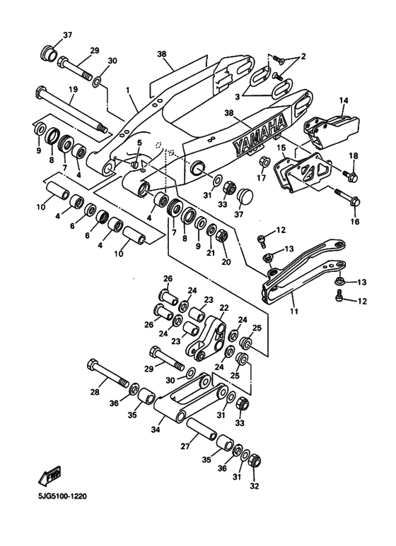 YZ426F Задний рычаг и подвеска