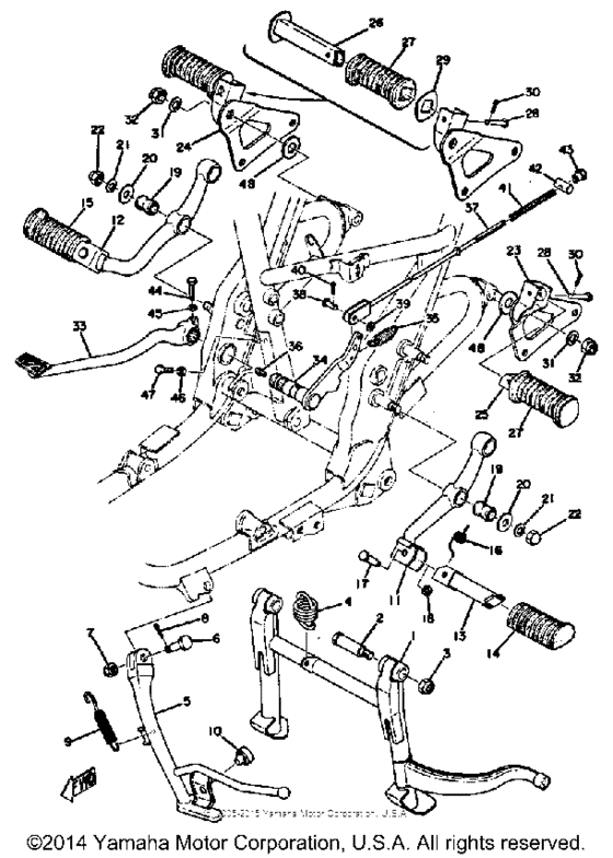 Stand footrest brake pedal