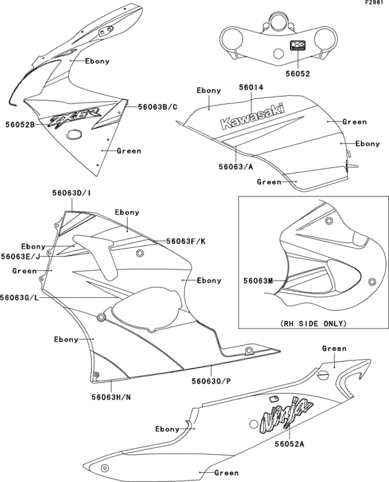 ZX600 Decals(ebony / green)(zx600-j1)