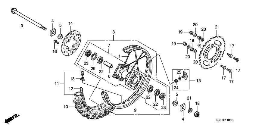 Rear wheel complete assy