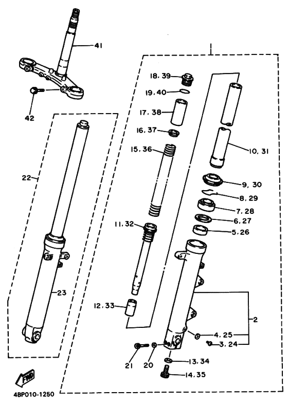 XJ600S Front fork assy(ur silv