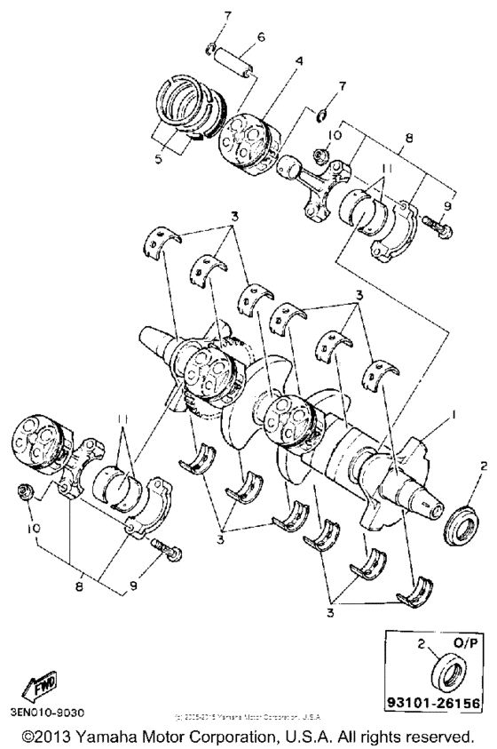 FZR400SAC Коленчатый вал и Поршень