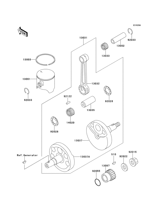 Crankshaft/piston(kx125-h2)