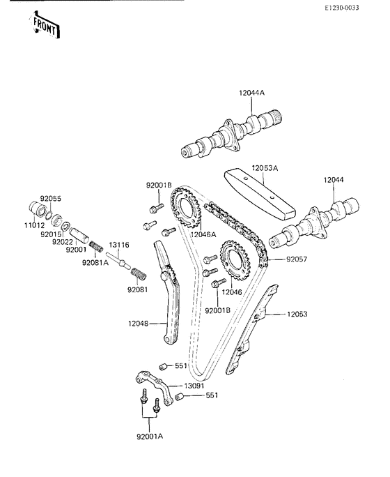 Camshafts/chain/tensioner