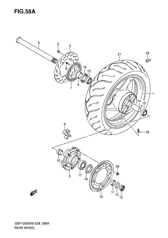 Rear wheel complete assy