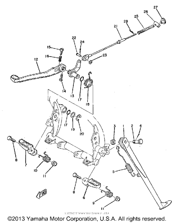 Stand-footrest-brake pedal
