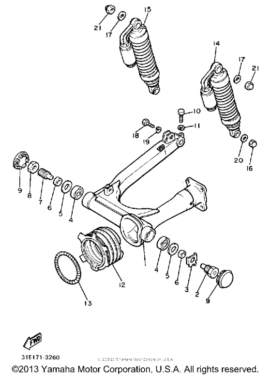 Swing arm-rear shocks