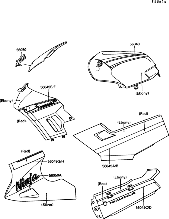 EX250 Decals(ebony / silver)(ex250-f4)