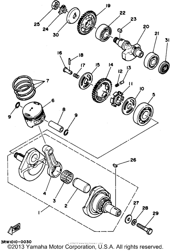 XT225GC Коленчатый вал и Поршень