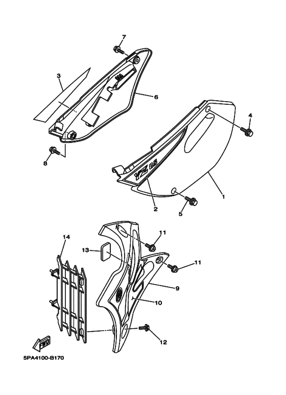 YZ85 YZ85R Боковая крышка