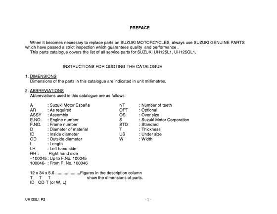 UH125 Catalog preface