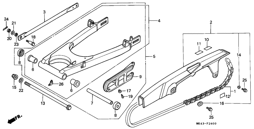 Rear fork/chain case