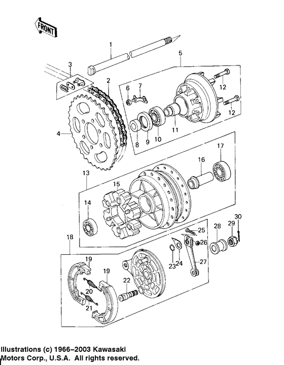 Rear hub/brake/chain