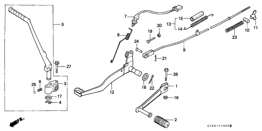 Pedal/kick starter arm