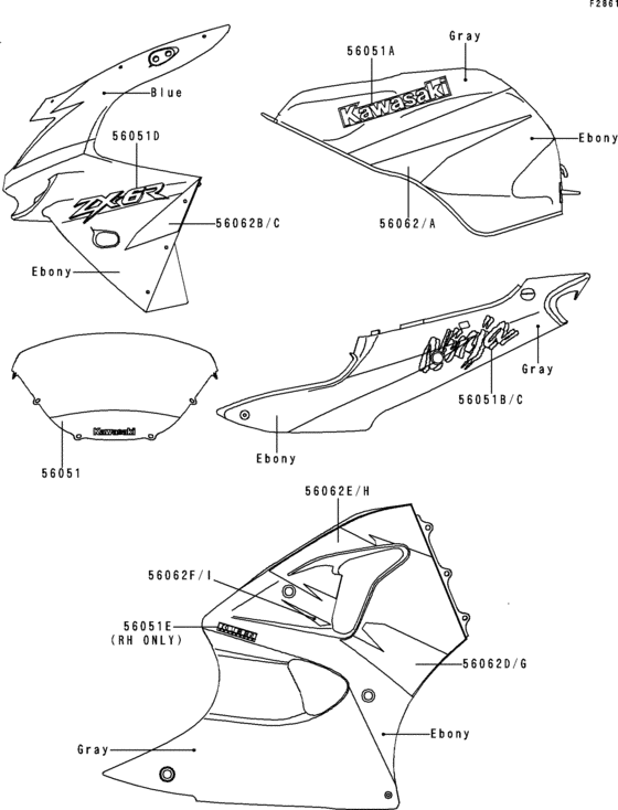 ZX600 Decals(ebony / gray / blue)