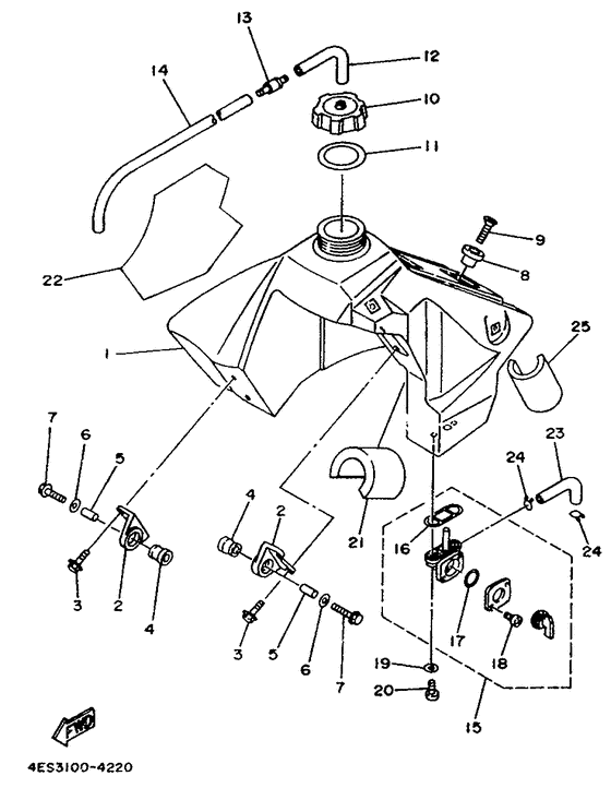 YZ80F Топливный бак