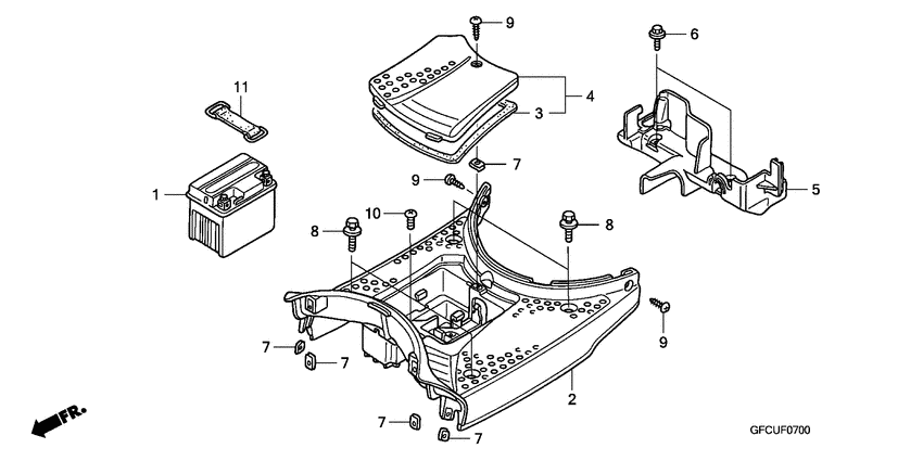 Floor step/battery