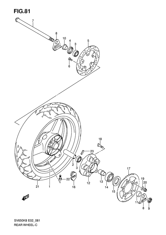Rear wheel complete assy
