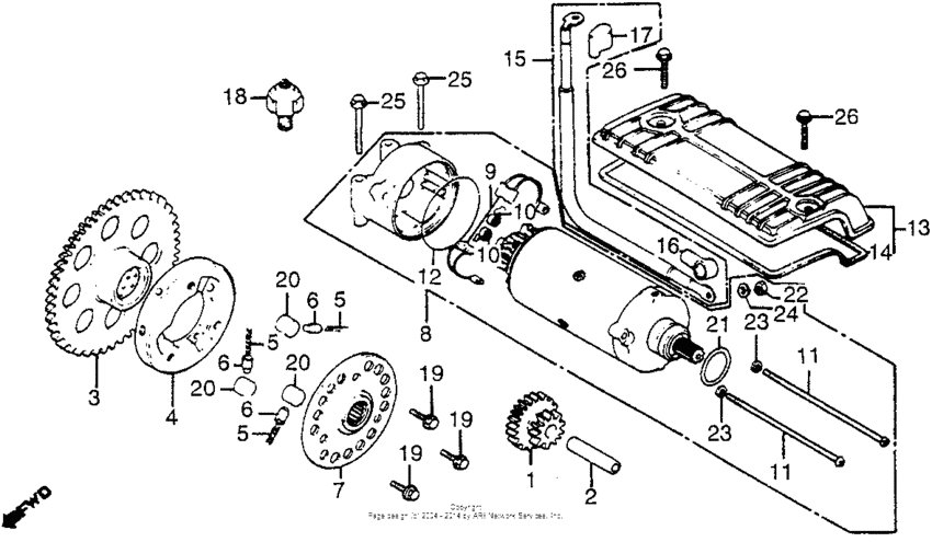 Starter motor + oil pressure switch