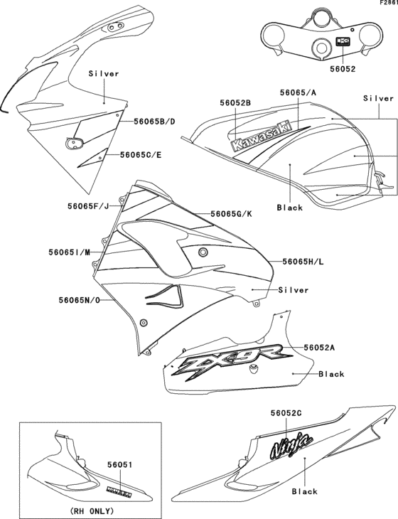 ZX900 Decals(silver / black)(zx900-f1p)