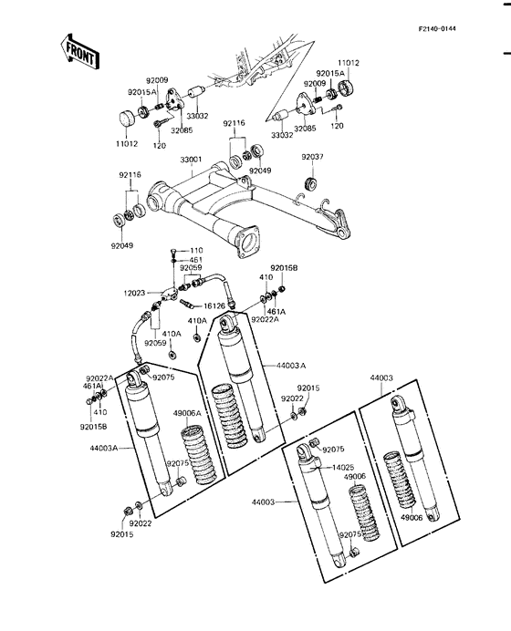 Swing arm/shock absorbers