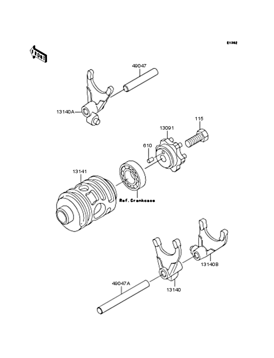 Gear change drum & forks