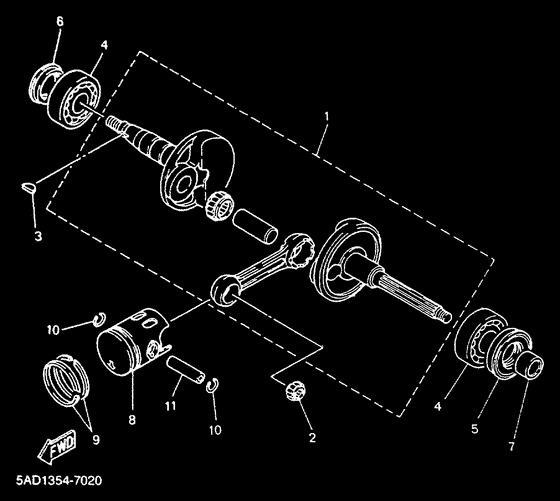 YN50R Коленчатый вал и поршни