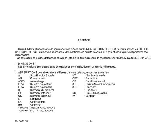 UX150 Catalog preface