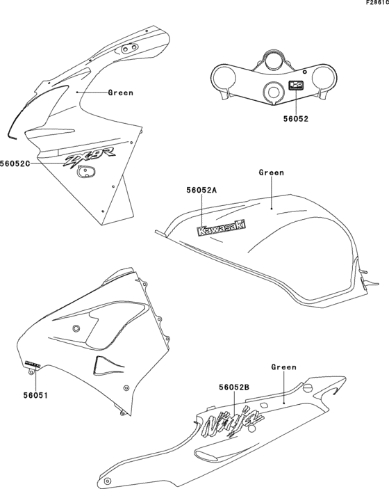 ZX900 Decals(green)(zx900-e2)