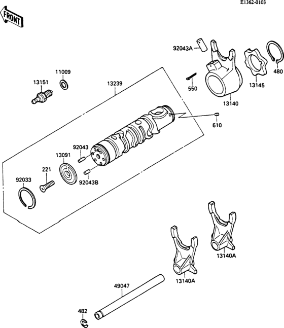 ZX600 Валы и вилки переключения передач