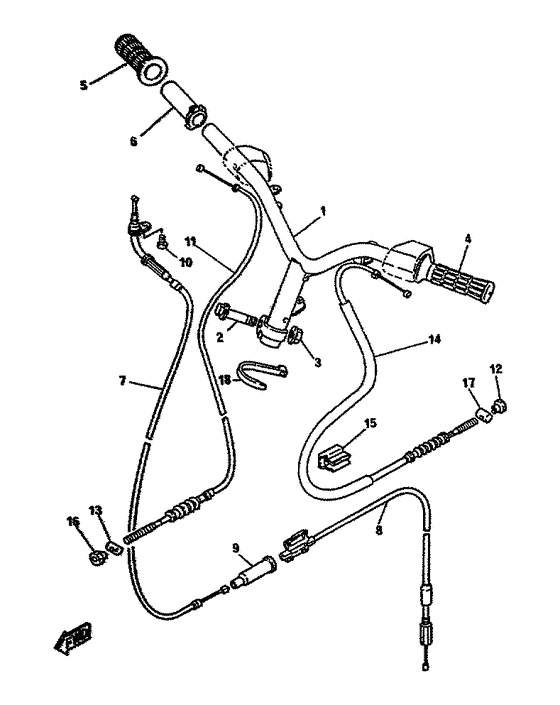 Steering handle, cable
