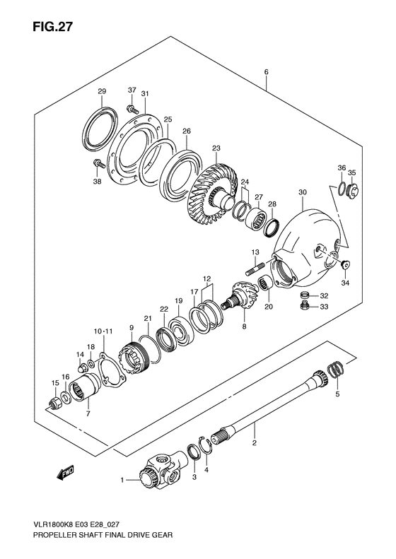 Propeller shaft/final drive gear