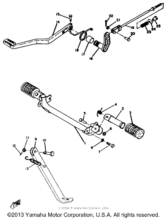 Stand foot rest brake pedal