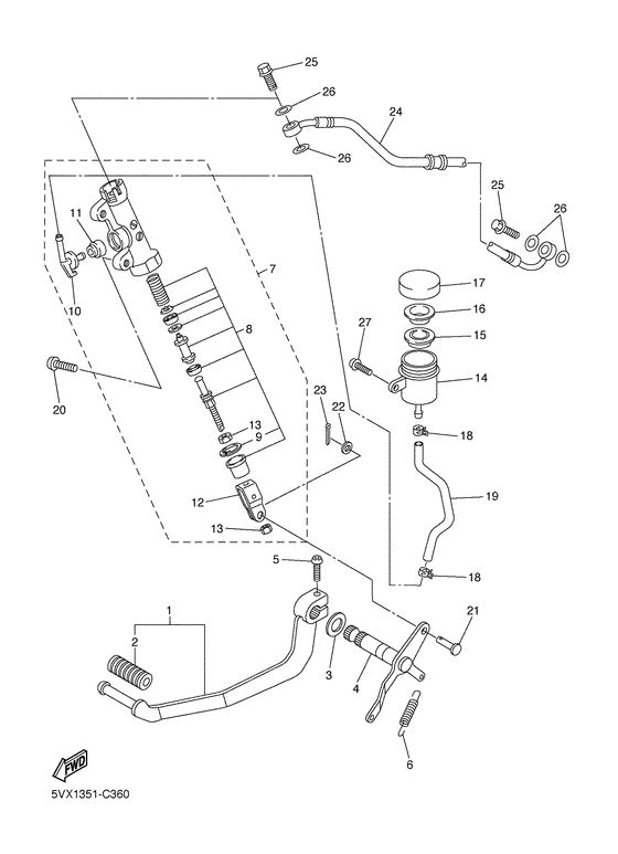 FZ6-S Задний торм цилиндр