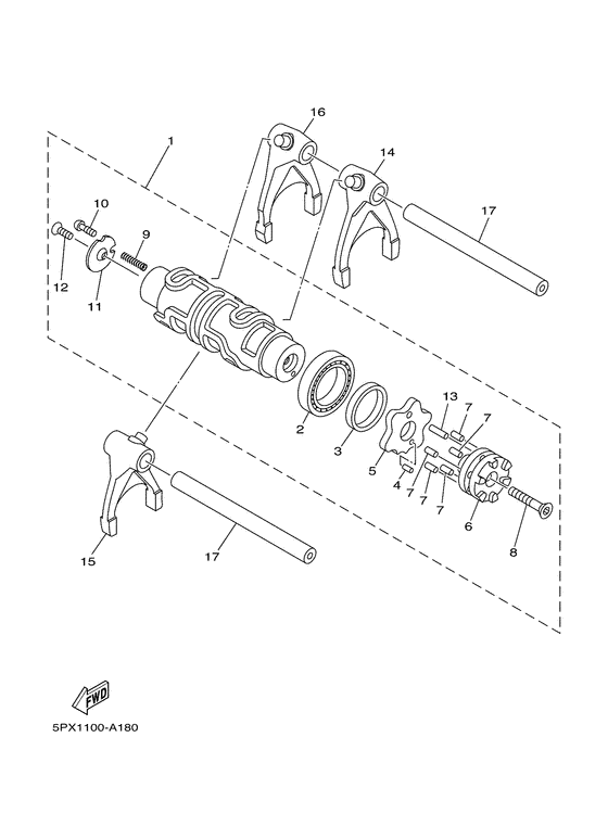 XV17PCS Shift cam & fork