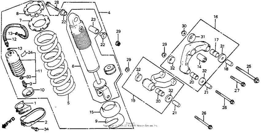 Rear shock absorber + link 81