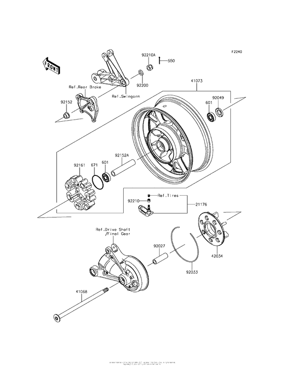 ZG1400 Заднее колесо и цепь