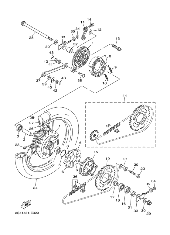 Rear wheel for spoke wheel
