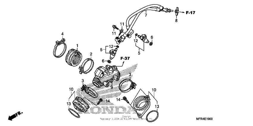 VT1300CX (ABS) Intake manifold + injector