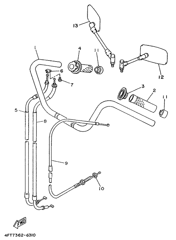 XV500 Steering handle. cable