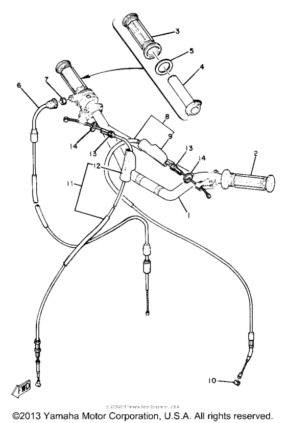 YZ50G Руль -тросы