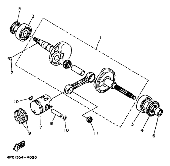 YA50R Коленчатый вал и поршни