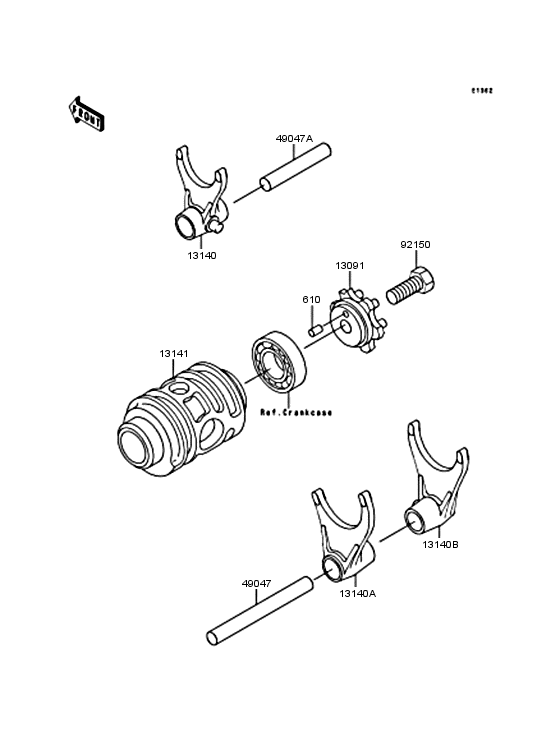 Gear change drum & forks